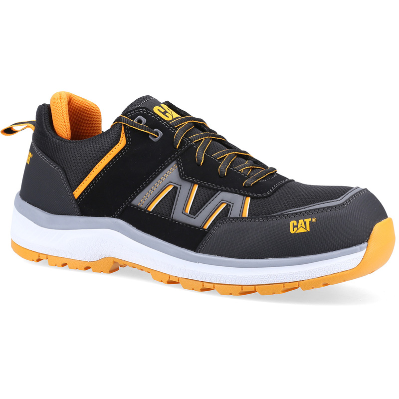 Cat Erpillar Accelerate S3 Metal Free Safety Trainers In Black/Orange, Size 7 Rubber