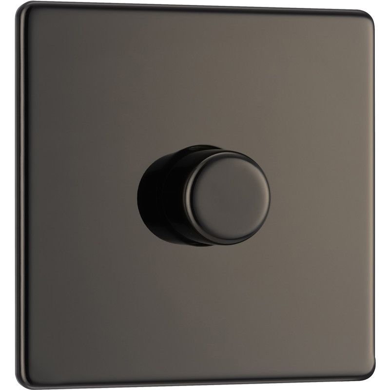 BG Screwless Flat Plate Black Nickel Dimmer Switch