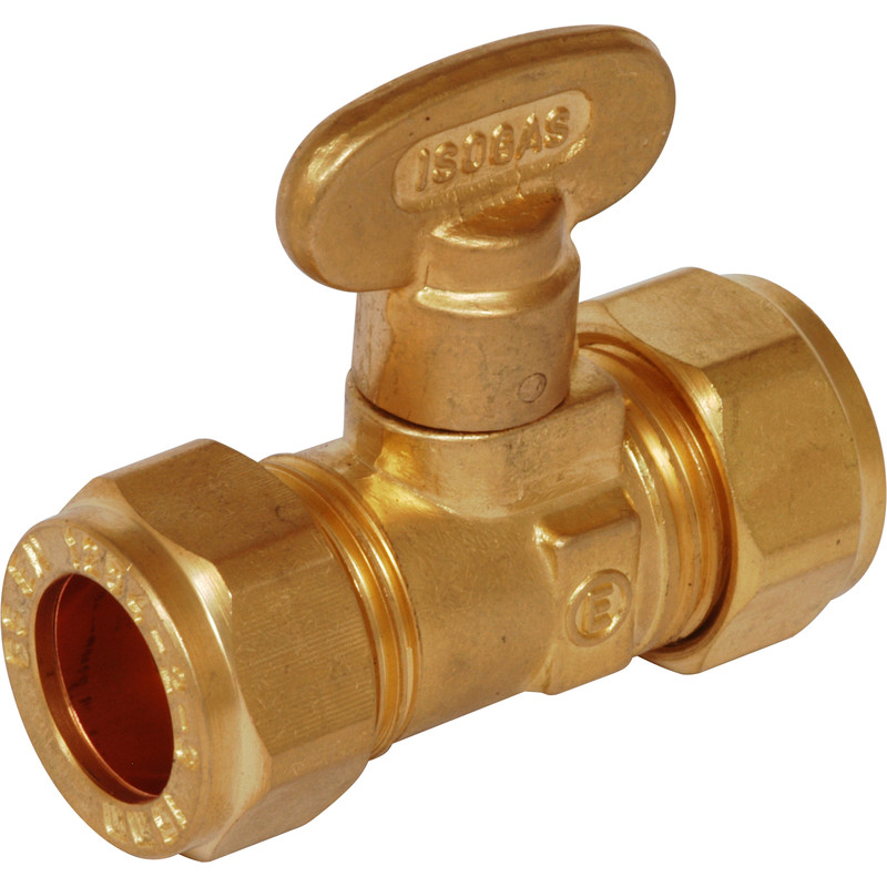 ISOLATION VALVE GAS COCK STOP TAP COMPRESSION FITTING 