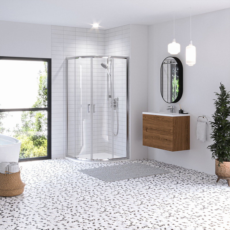 Aqualux Framed 8mm 2 Door Quadrant Shower Enclosure 800x800mm Toolstation