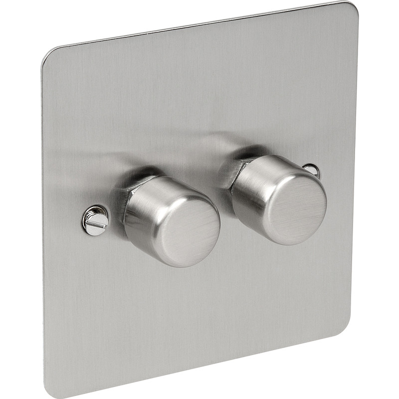 Flat Plate Satin Chrome LED Dimmer Switch