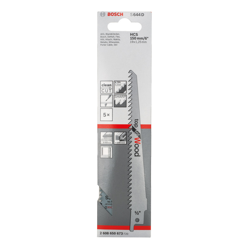 Bosch Sabre Saw Blade Wooden Board and Plastic S644D