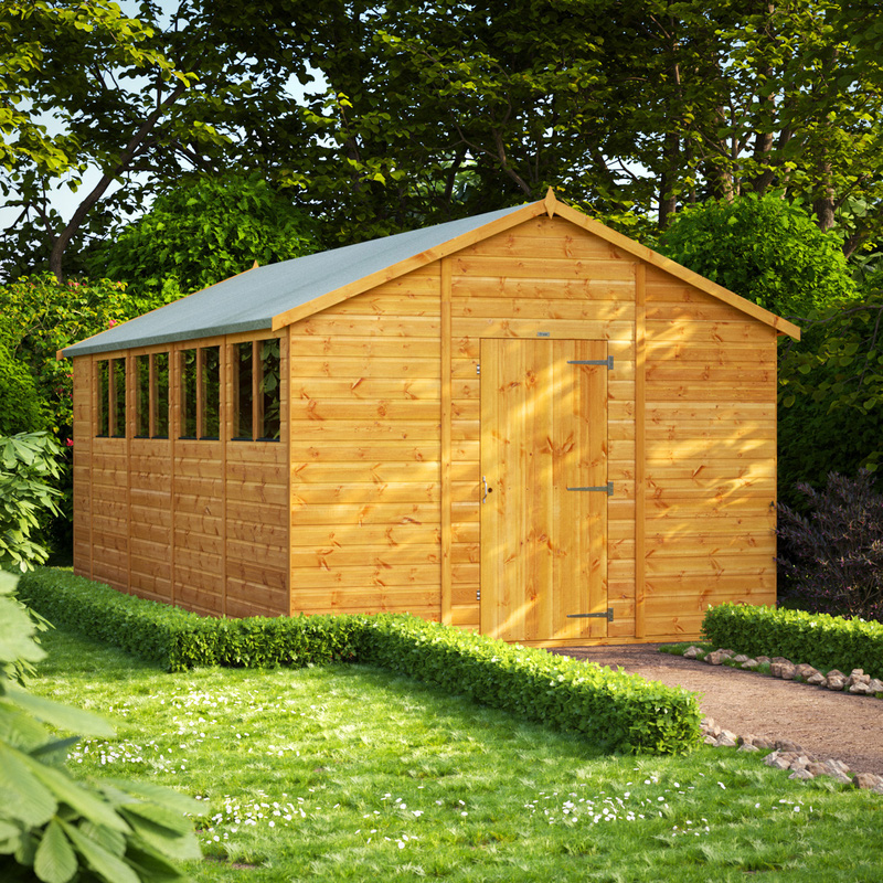 Powersheds Power Apex Shed 18' X 10' In Natural Timber