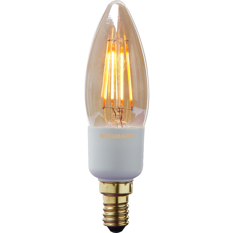 Sylvania LED Filament Effect Golden Dimmable Candle Lamp