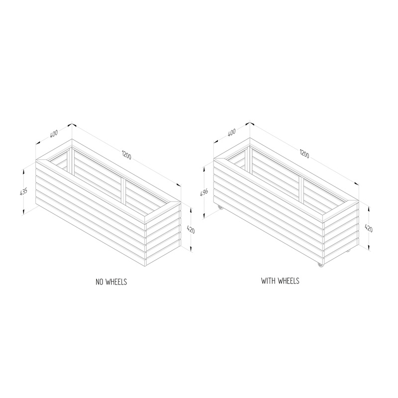 Forest Garden Linear Planter - Long With Wheels 120 X 40 X 49.6cm ...