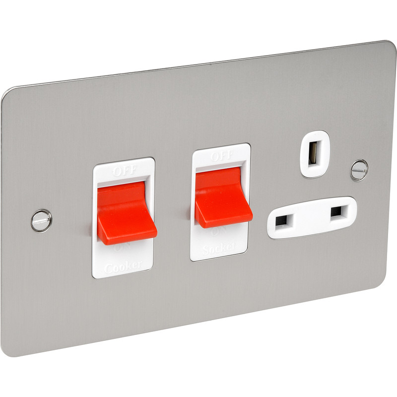Flat Plate 45A DP Switch & 13A Switched Socket