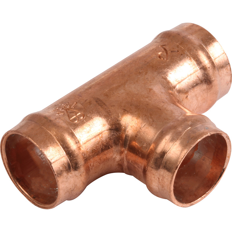 15mm Solder Ring Equal Tee Yorkshire Copper Pack of 10 
