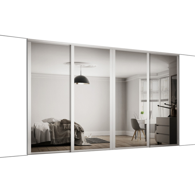 Spacepro Shaker 4 Door Sliding Wardrobe Kit White Framed Mirror 3506 X ...