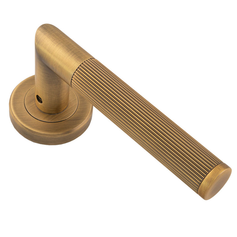 Serozzetta Trend Lines Lever On Rose Door Handles Antique Brass