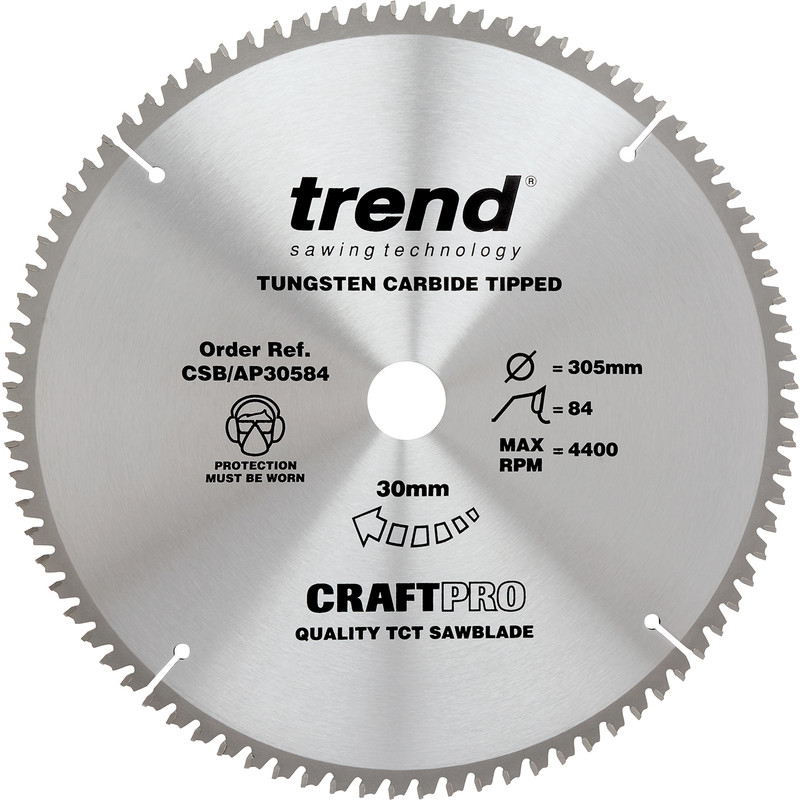 Trend CSB/AP30584 Craft Saw Blade 305mm x 84T x 30mm Alloy Plastic TCT