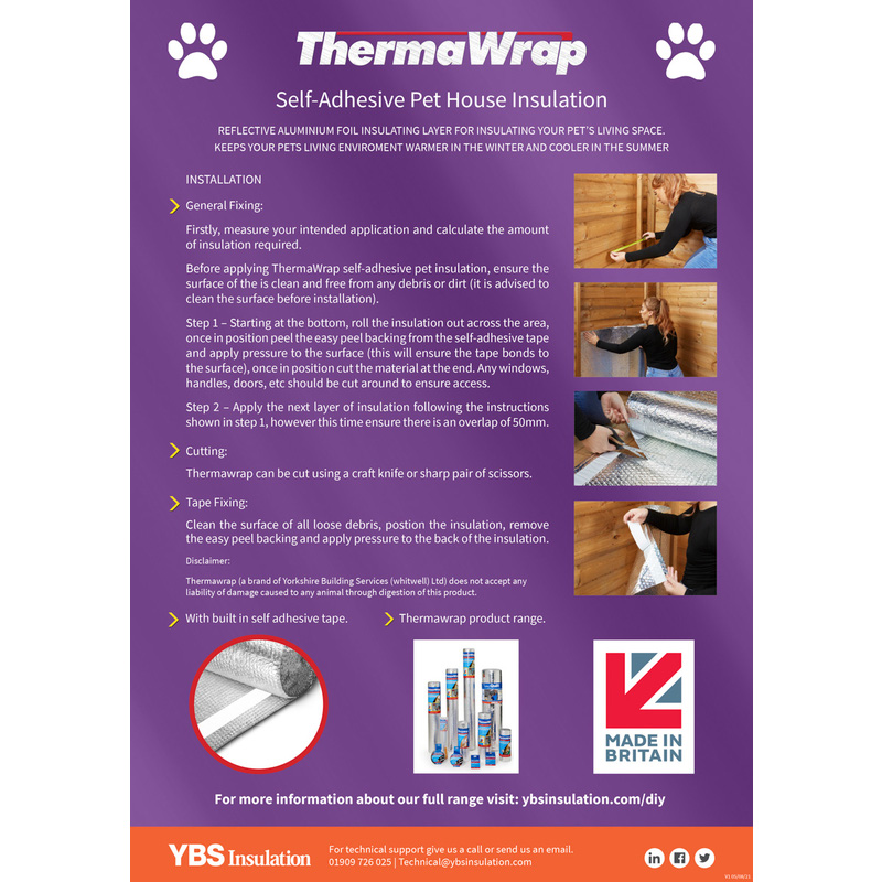 ThermaWrap Self-Adhesive Pet House Insulation