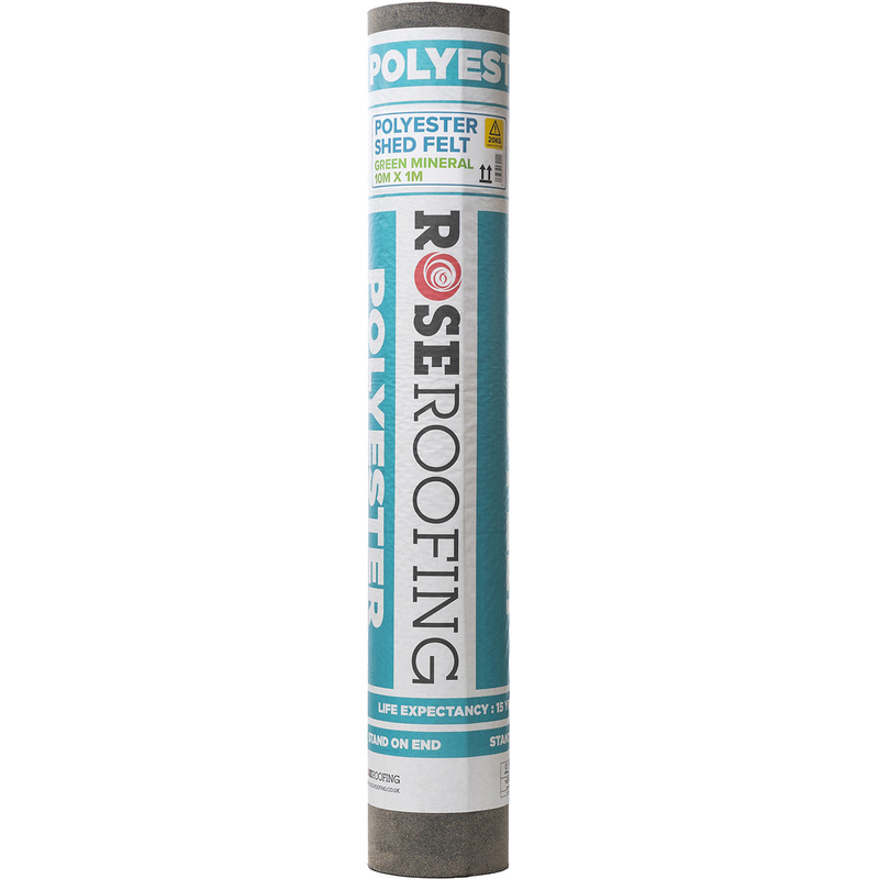 Rose Roofing Rose 15 Year Super Shed Felt 10M X 1M In Bitumen Green