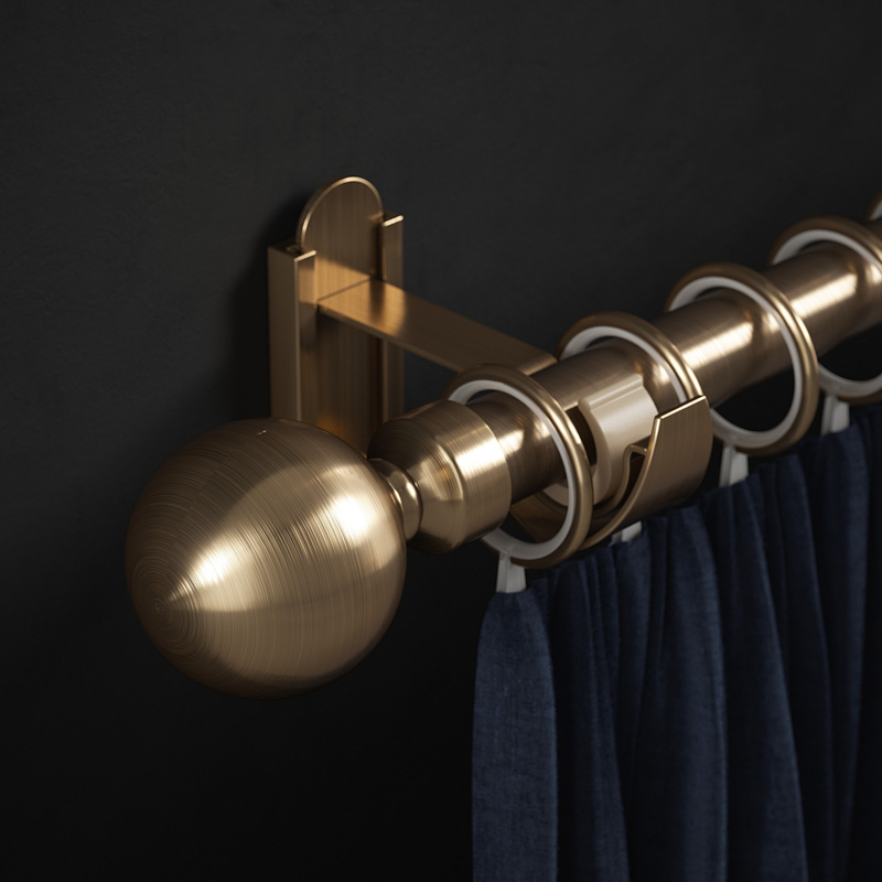 Rothley Curtain Pole Kit with Solid Orb Finials & Rings