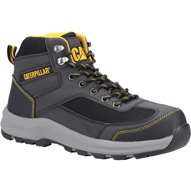 Cat Erpillar Elmore Mid Safety Hiker Boots In Grey, Size 12 Rubber/Steel