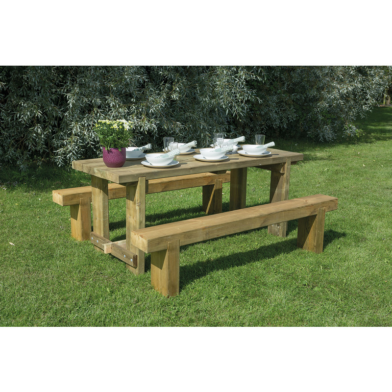 Forest Garden Refectory Table and Sleeper Bench Set