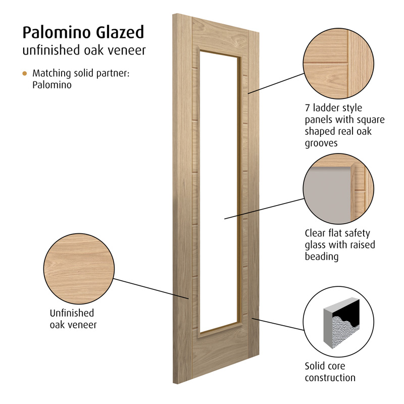 Palomino Oak Clear Glazed Internal Door U/F