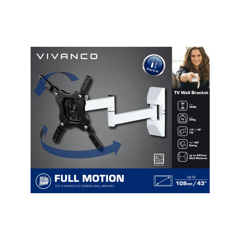 Vivanco Dual Arm Tilt & Swing TV Wall Mount Bracket