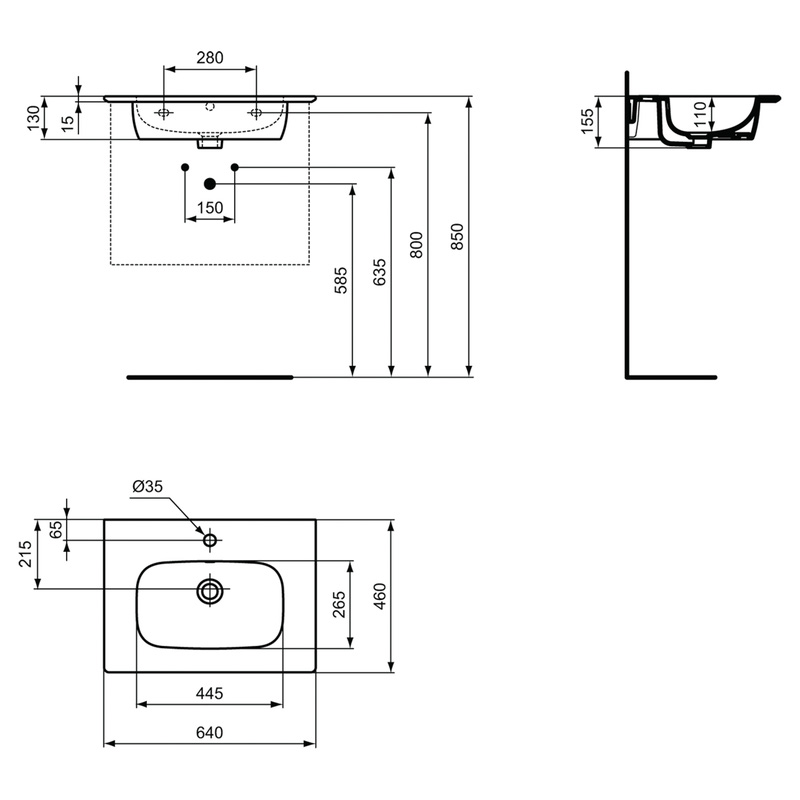 Ideal Standard i.life A Double Drawer Floor Standing Unit with Basin Matt Quartz Grey