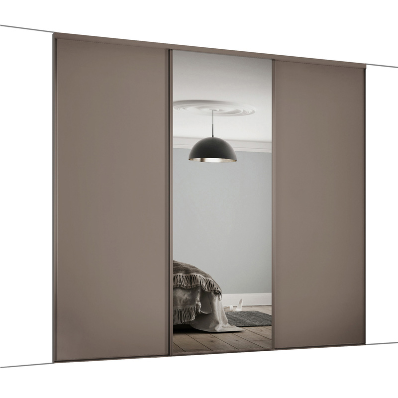 Spacepro Classic 3 Door Sliding Wardrobe Kit Stone Grey And Mirror 1760 ...