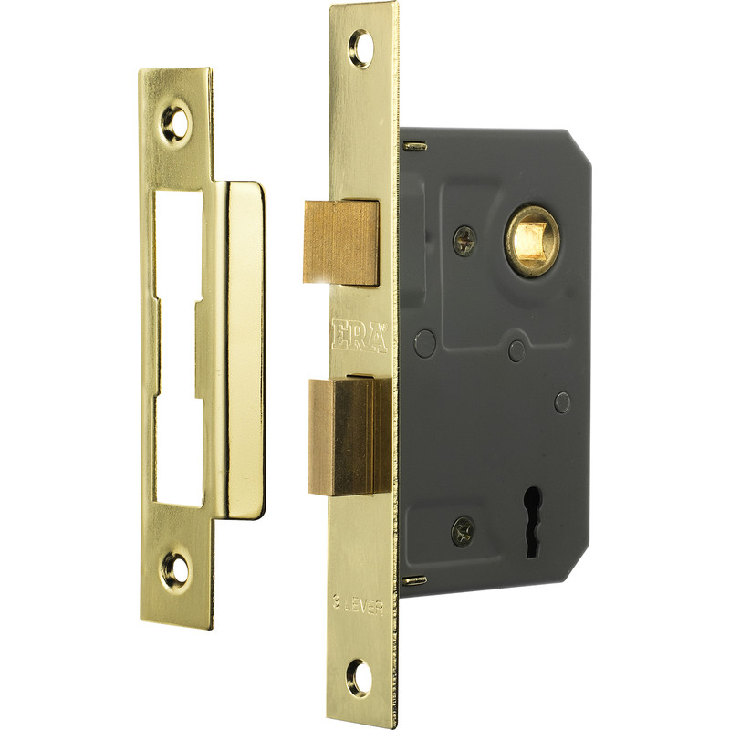 2 Keys 22860 Sashlock 3 Lever Reversible 64mm Mortice Door Lock 2 1/2" Brass 