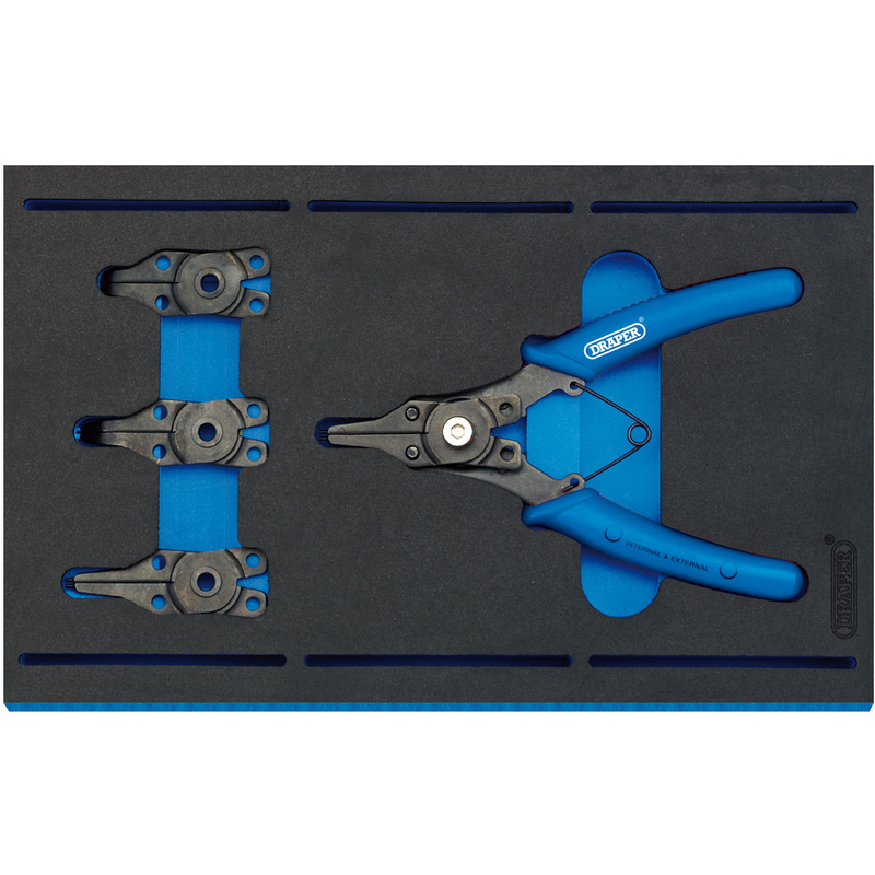 Draper Interchangeable Circlip Plier Set in 1/4 Drawer EVA Insert Tray