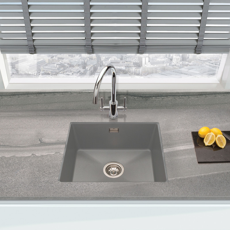 Granite Composite Single Bowl Undermount Kitchen Sink Grey