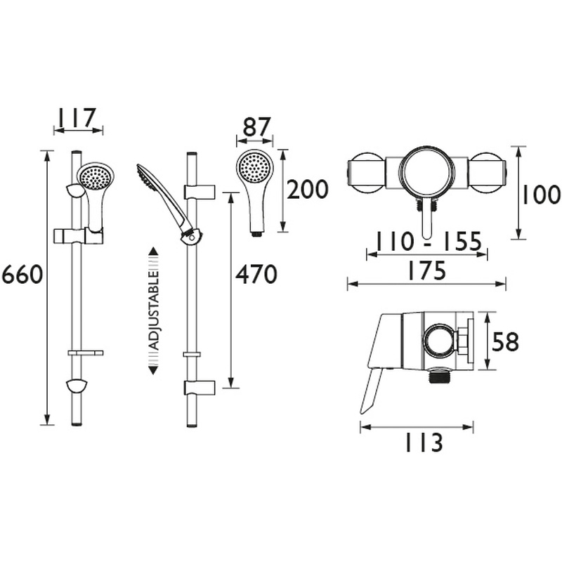 Bristan Acute AE SHXAR Thermostatic Surface Mounted Shower Valve with
