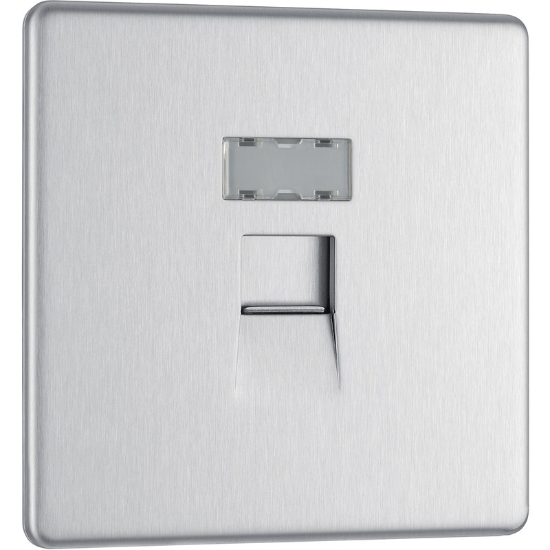 BG Screwless Flat Plate Brushed S/S RJ45 Outlet