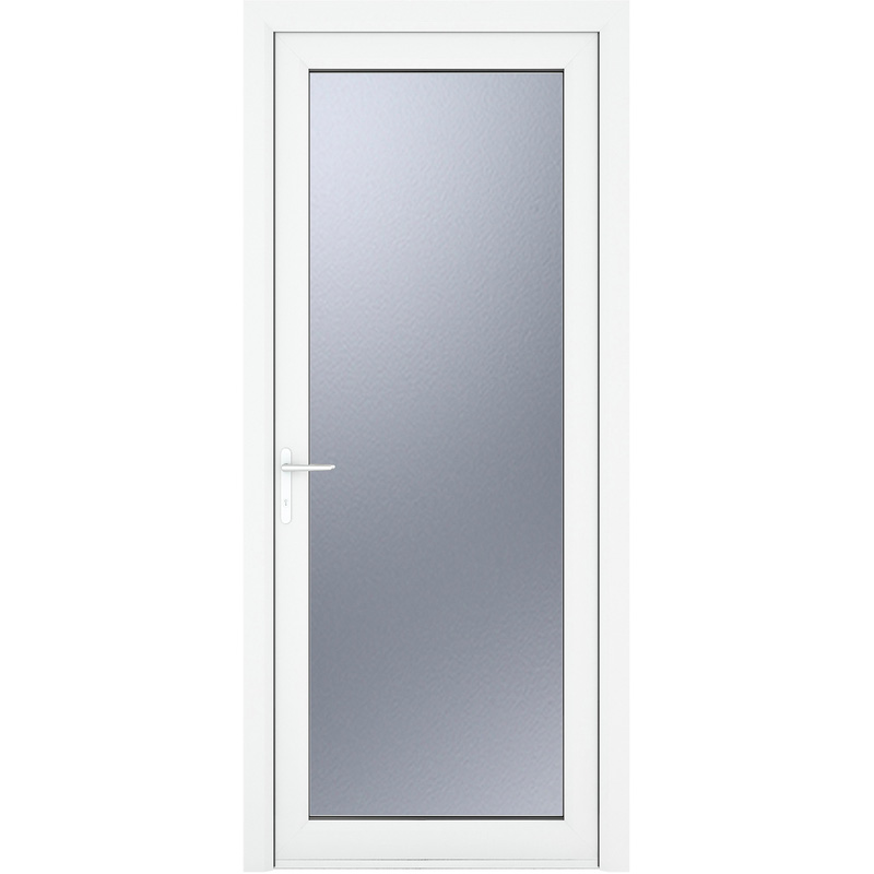 Crystal uPVC Obscure Glazing Single Door Full Glass RH Open In