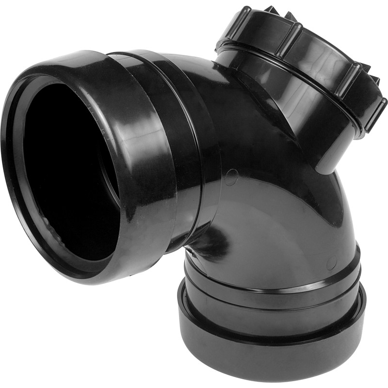 Soil Pipe Access Bend Inspection Eye 4" 110mm Elbow WHITE Double Socket