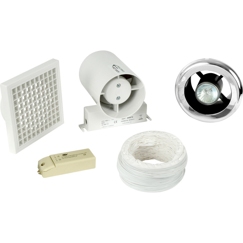 Airvent 100mm Inline Shower Extractor Fan & Light Kit with Timer