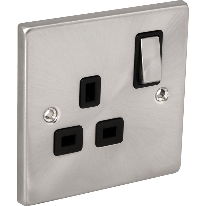 Click Deco Satin Chrome  DP Switched Socket