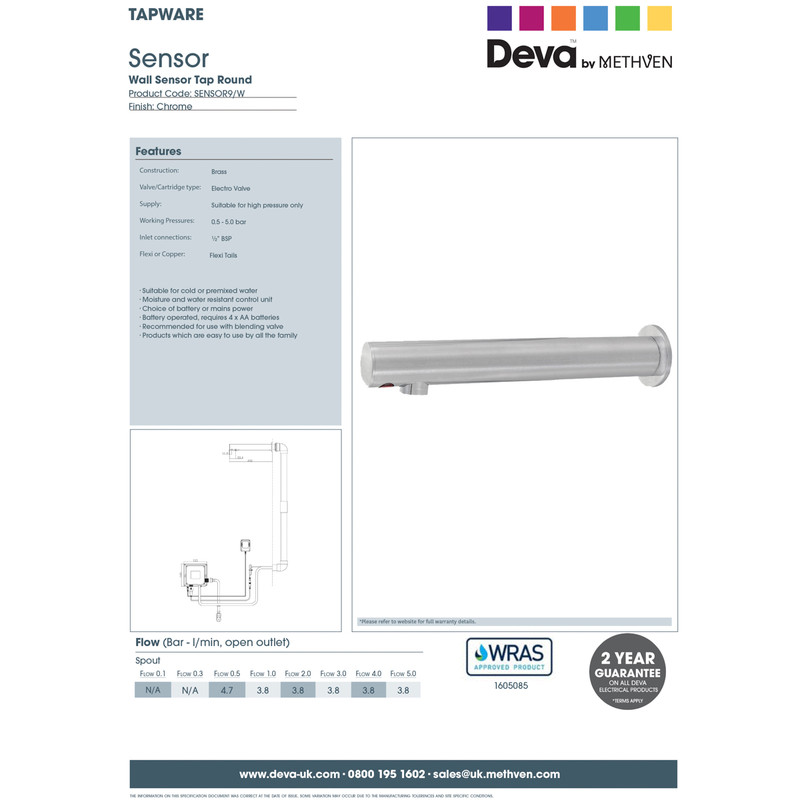 Deva SENSOR9/W Wall Sensor Tap