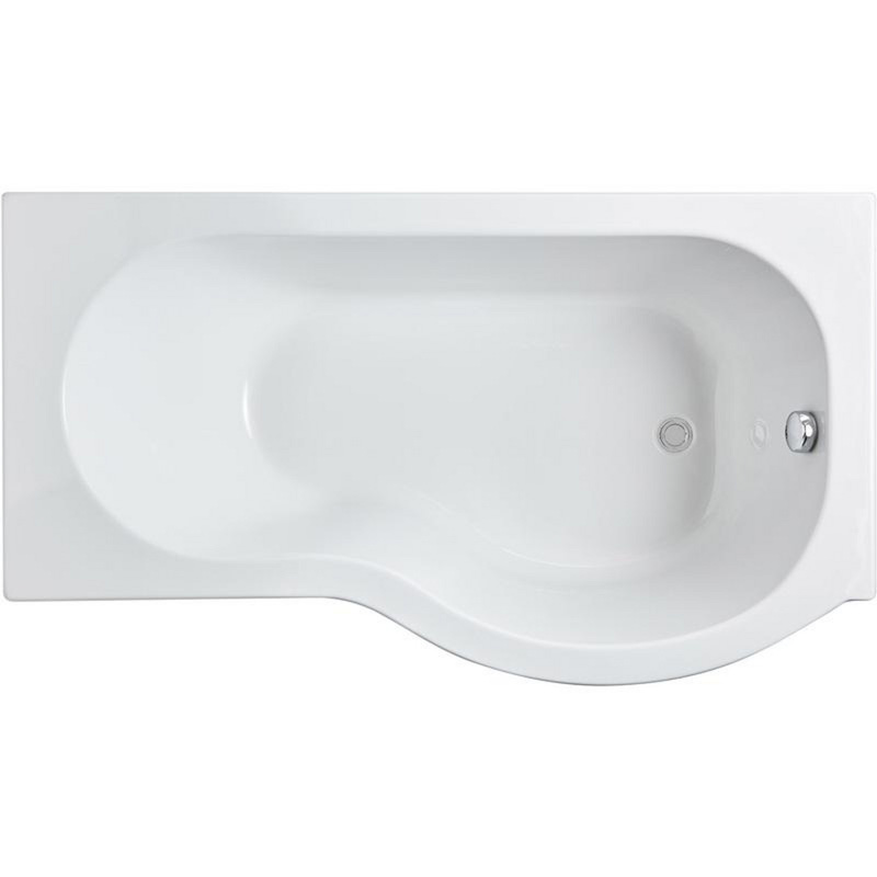 Nuie P Shaped Shower Bath With Panel And Leg Set 1500Mm Right Hand In White Acrylic