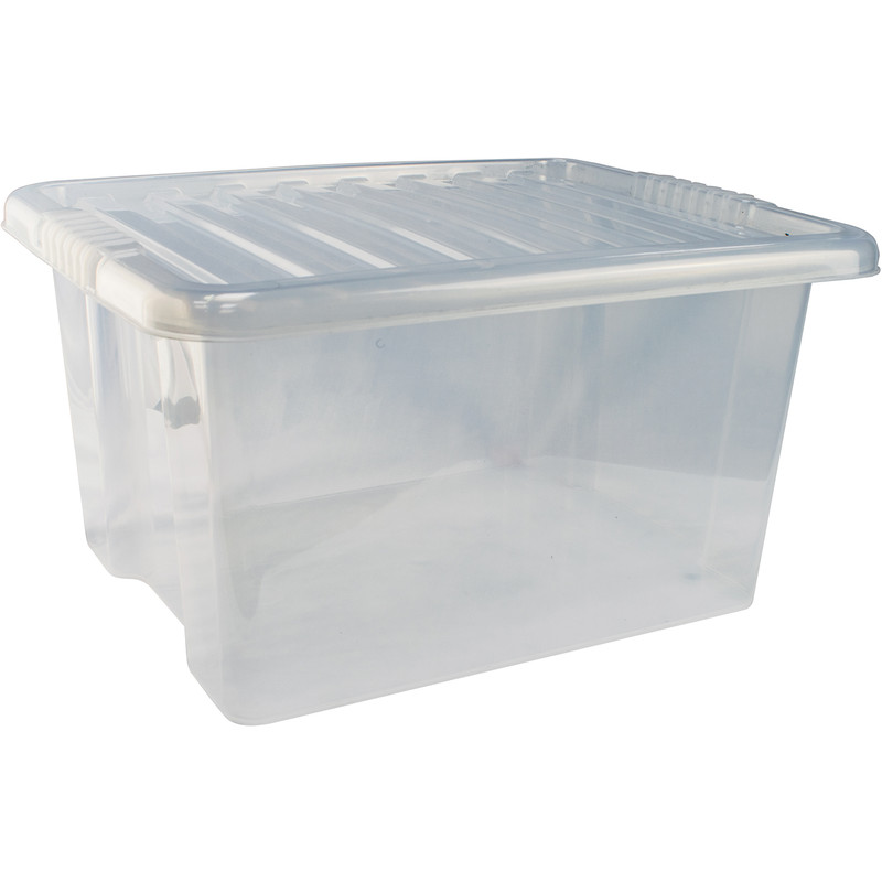 80L EXTRA LARGE PLASTIC H DUTY STORAGE BOX + LID + WHEELS OFFICE HOME  CONTAINER