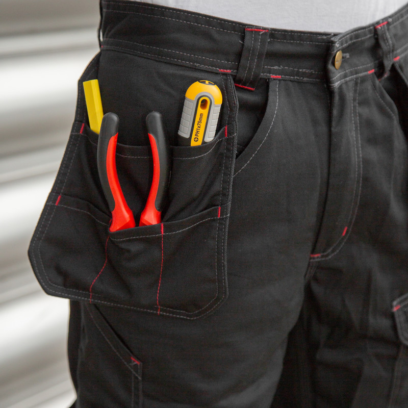 dickies black and red trousers