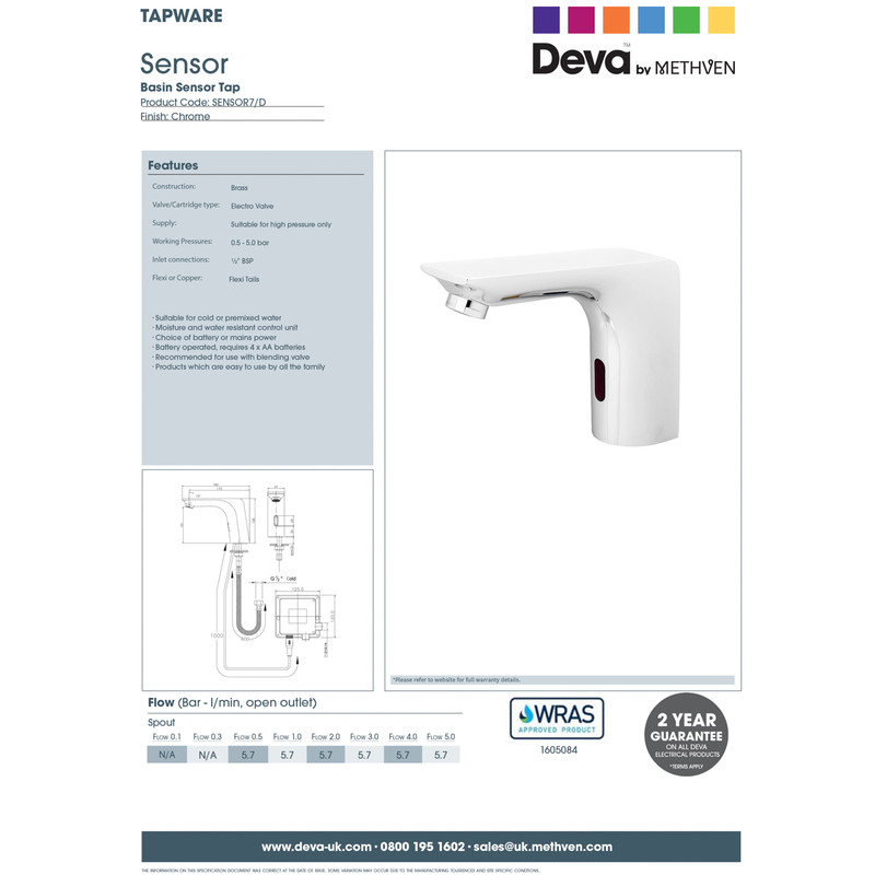 Deva SENSOR7/D Mono Basin Sensor Tap