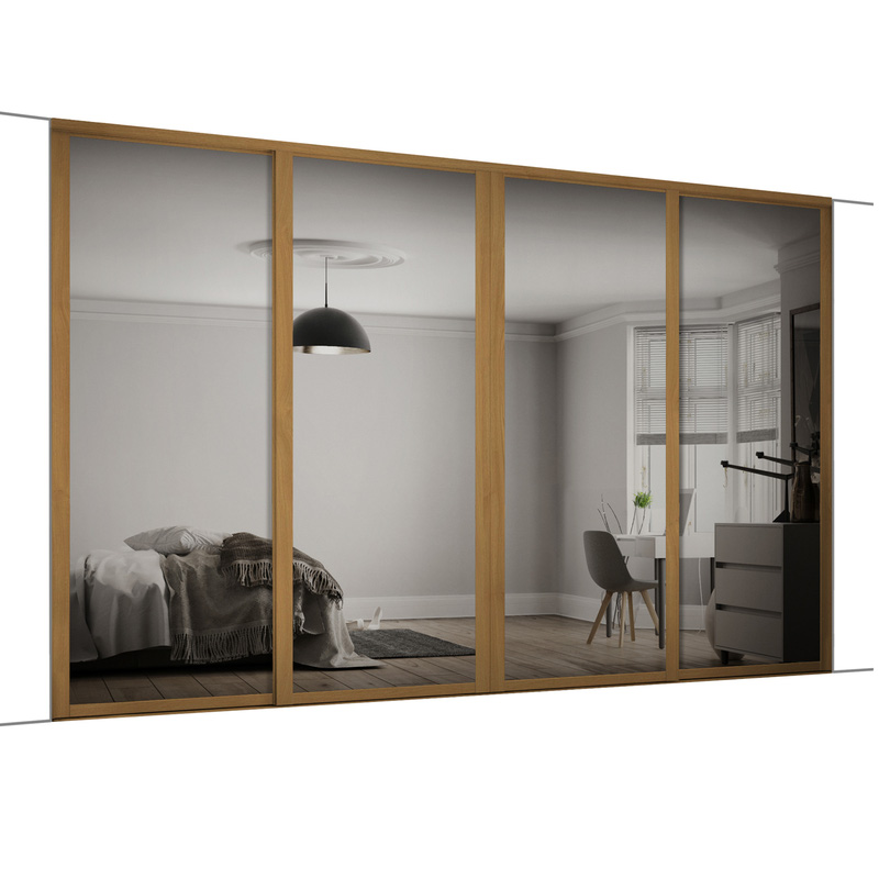 Spacepro Shaker 4 Door Sliding Wardrobe Kit Oak framed Mirror 2290 x 2260mm Toolstation