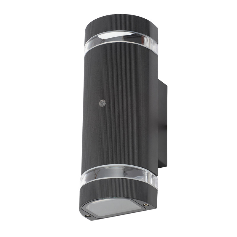 Helios Up and Down Black Dusk to Dawn Photocell Wall Light IP44