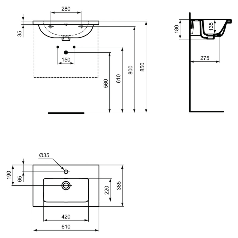 Ideal Standard i.life S Compact Wall Hung Unit with Basin Matt White