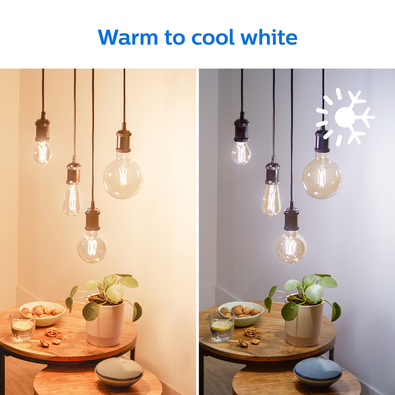 Philips WiZ E27 50W LED Cool white & warm white ST64 Filament Smart Light  bulb, Pack of 2