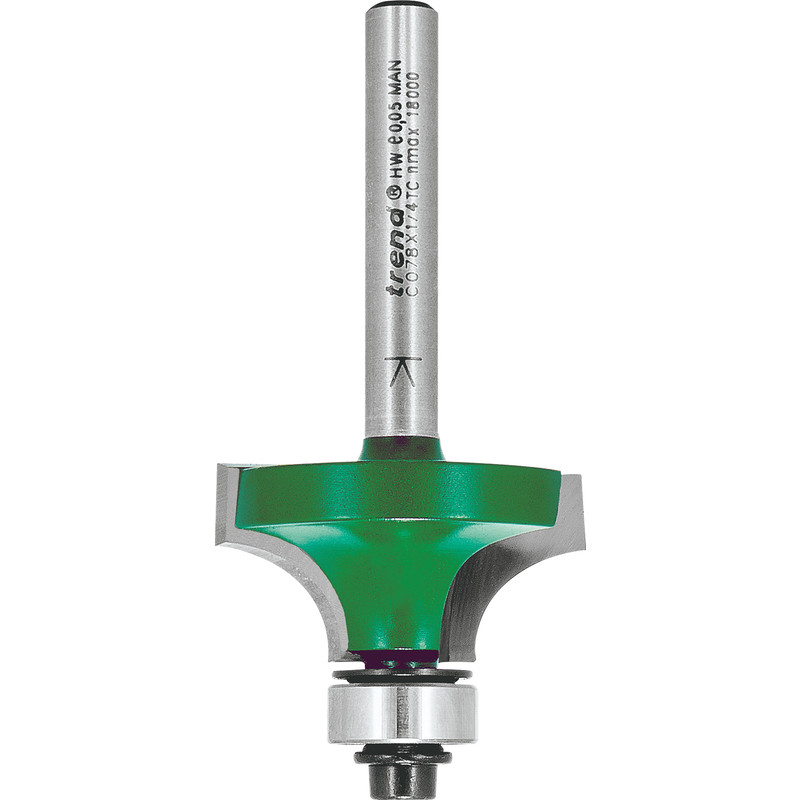 Trend Round Over 9.5 mm Radius Curve TCT Router Bit 1/4" shank Bearing Guided 
