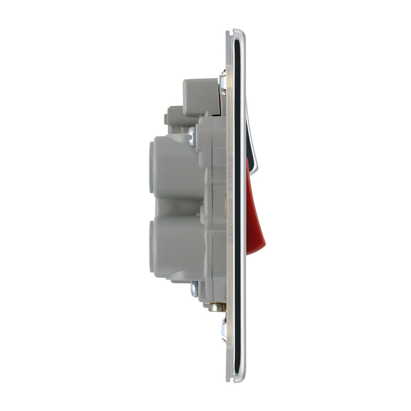 BG Screwless Flat Plate Polished Chrome 45A DP Switch / Socket 45A DP