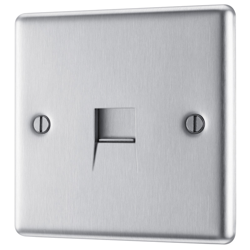 BG Brushed Steel Telephone Socket