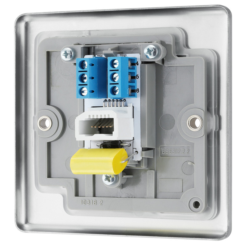 BG Brushed Steel Telephone Socket