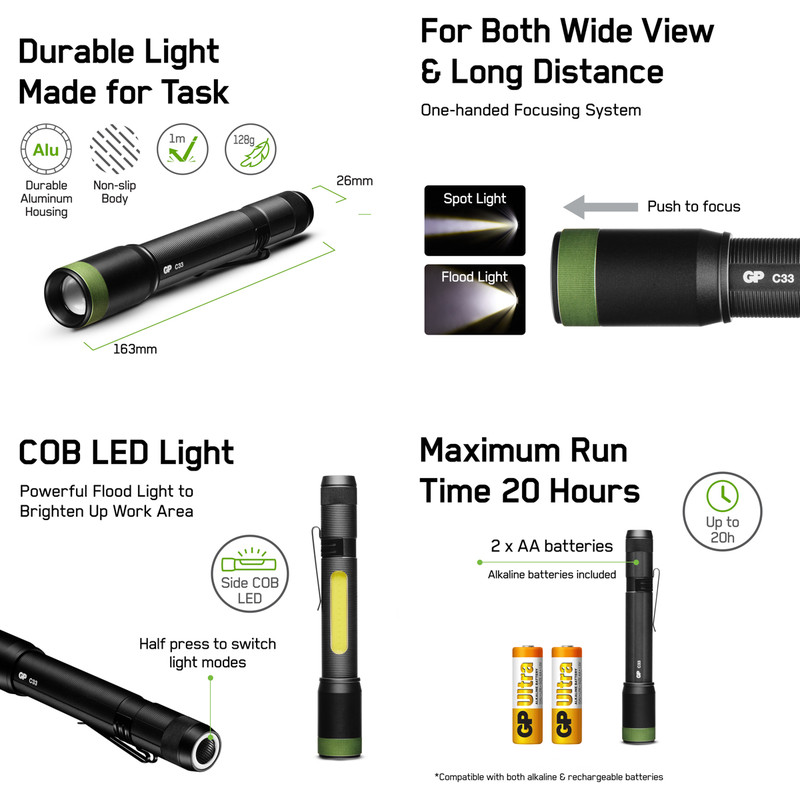 GP Discovery C33 LED Torch & Side Light
