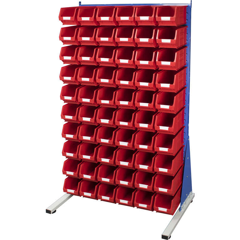 Barton Steel Louvre Panel Starter Stand with Red Bins 1600 x 1000 x 500mm
