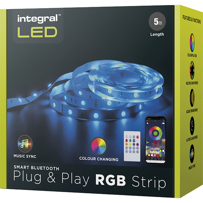 Integral LED IP20 5m RGB Flexible Strip Kit Plug and Play