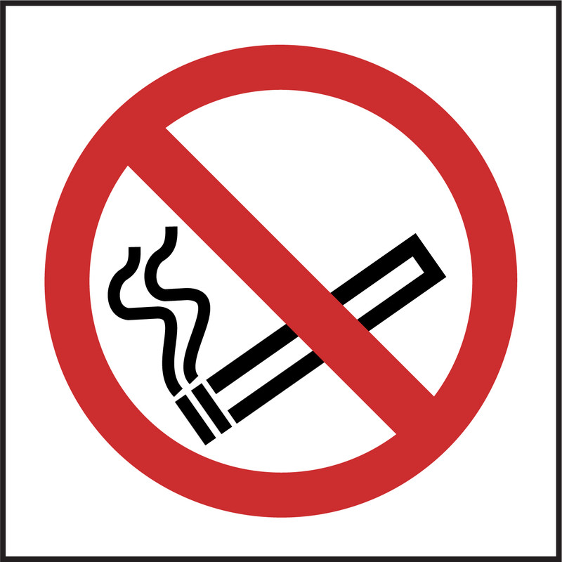 2 x No Smoking Symbol Signs 100 x 100mm Rigid PVC Internal or External Use UK