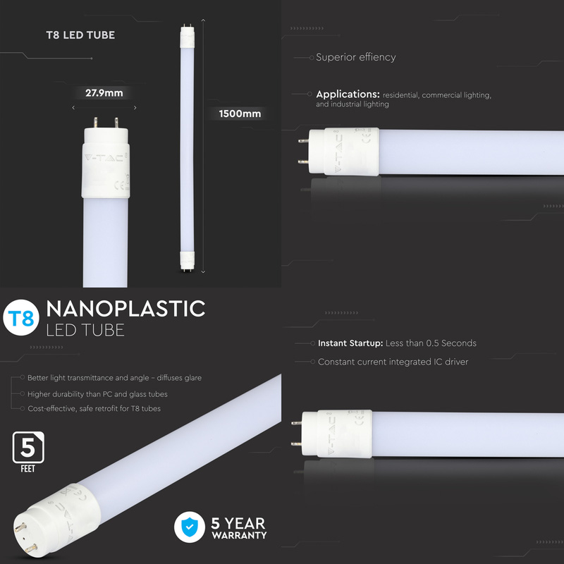 V-TAC T8 Nano Plastic LED Tube